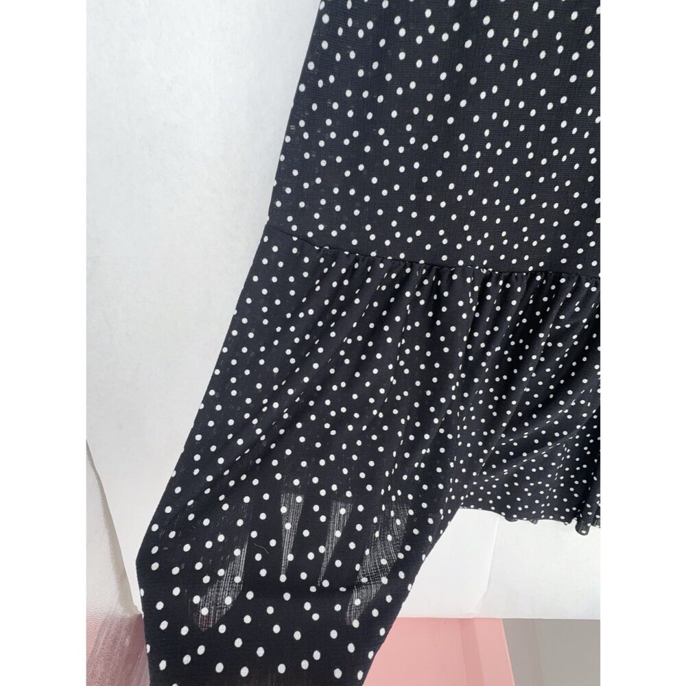 Zara Midi dress with V-neck, short puff sleeves, polka-dot print, and belt sz M - Picture 13 of 13